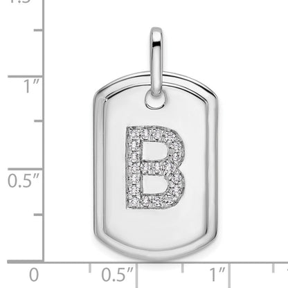 14K Weißgold Diamant-Buchstabe B Hundemarken-Charm