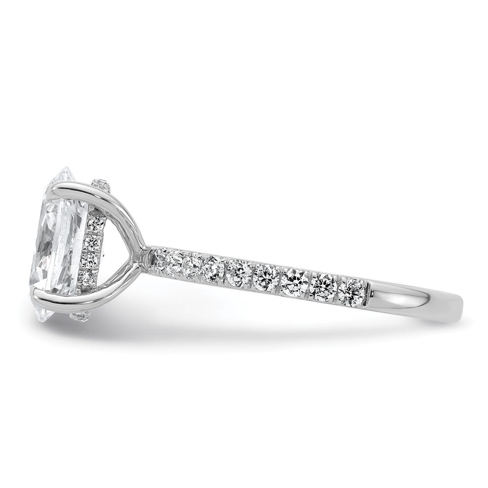 14K Weißgold 2,625 Karat Zertifizierter Laborgezüchteter Diamant VS+ F+ Oval Komplett-Solitär mit Flair Verlobungsring