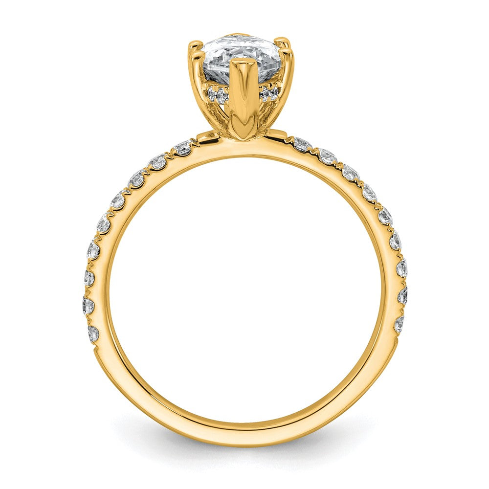 14K Gelbgold Solitär-Verlobungsring mit Flair, 2 5/8K zertifiziertem im Labor gezüchtetem Diamant VS+ F+ im Marquise-Schliff