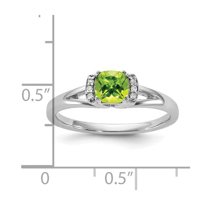 14K Weißgold Poliert Diamant und Peridot Mode Ring