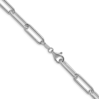 Sterlingsilber Rhodiniert Poliert 6.5mm Büroklammer 24 Zoll Kette