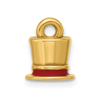 14K Gelbgold Fancy-Zylinder-Charm mit roter Emaillierung