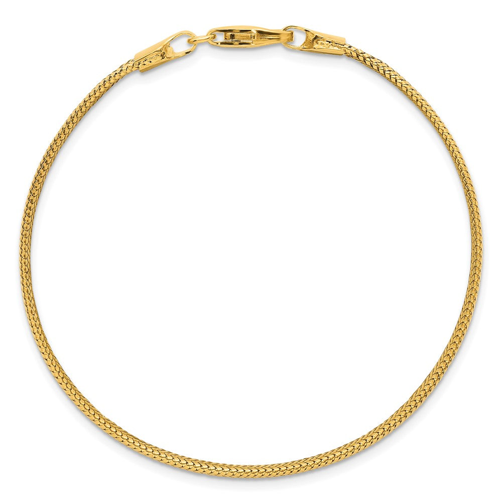 14K Gelbgold Poliert 6.1mm Geflochten Netz 7.5 Zoll Armband