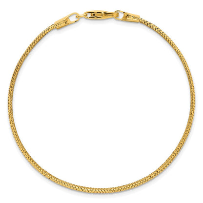 14K Gelbgold Poliert 6.1mm Geflochten Netz 7.5 Zoll Armband