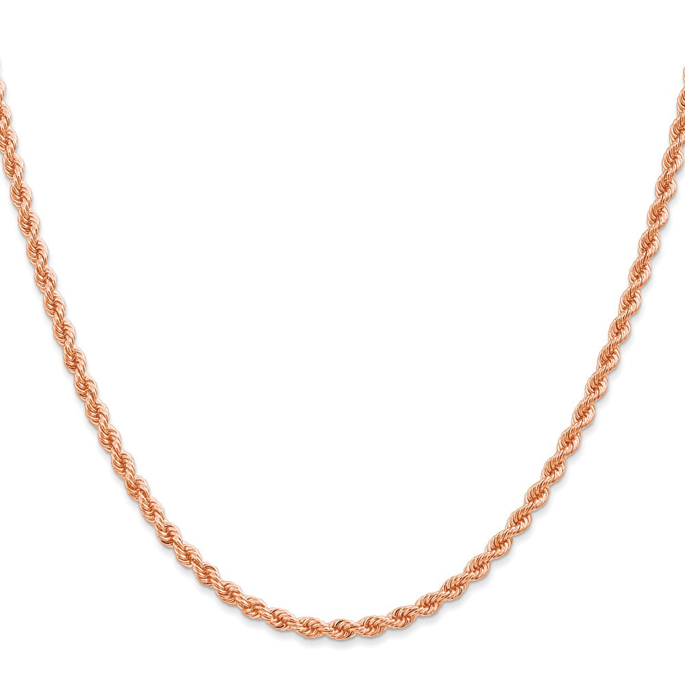14K Roségold 2.75mm Diamantiert Kordel mit Karabinerverschluss Halskette