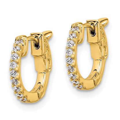 14K Gelbgold.18 Karat Diamant Rund Creole mit Sicherheits Verschluss Ohrringe