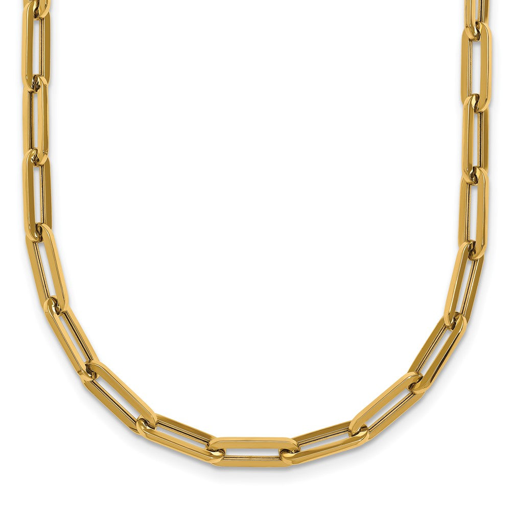 14K Gelbgold Poliert 4mm Büroklammer Glieder 18 Zoll Halskette