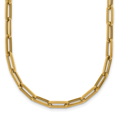14K Gelbgold Poliert 4mm Büroklammer Glieder 18 Zoll Halskette