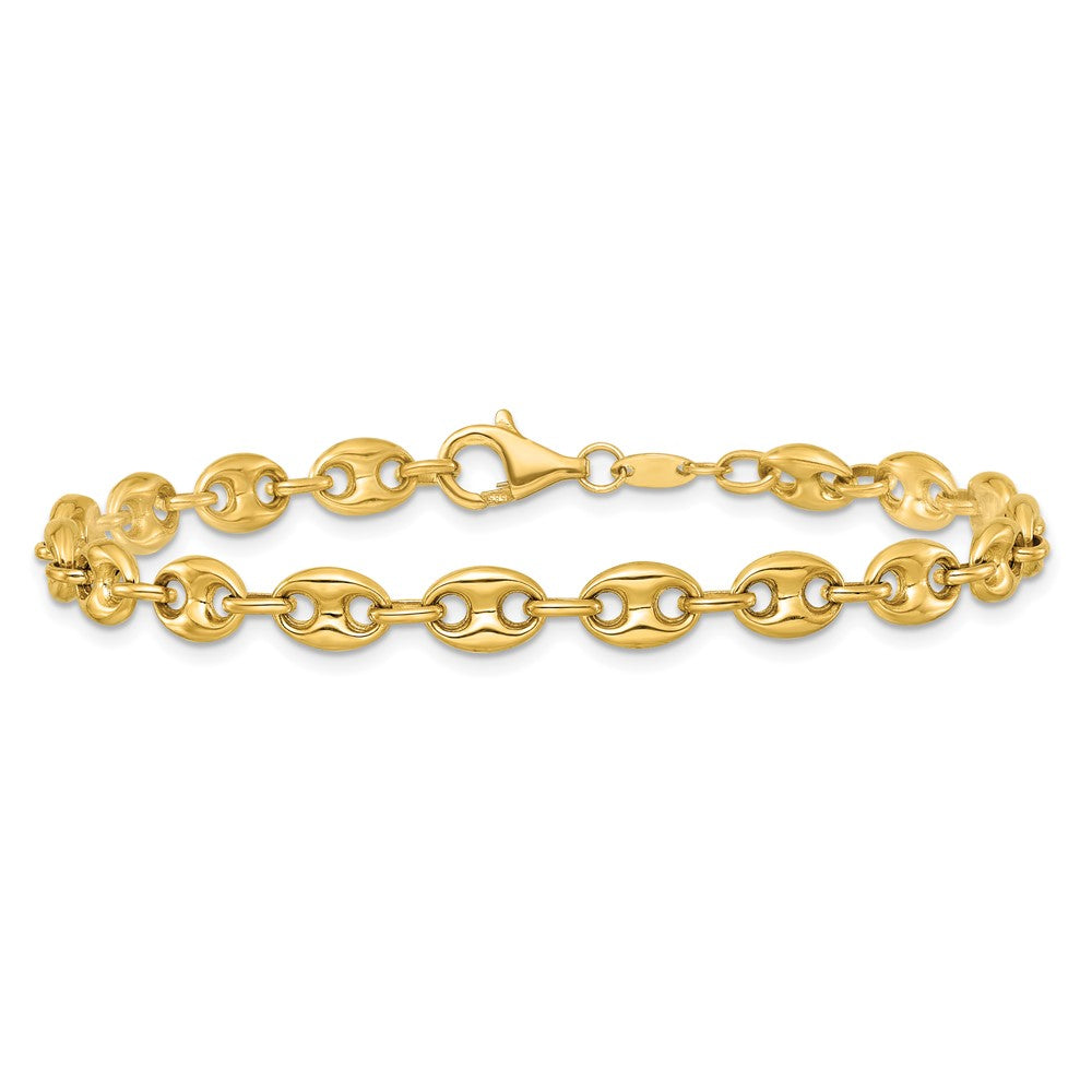 14K Gelbgold Poliert 5.6mm Gewölbt Anker/mariner Glieder Gliederarmband