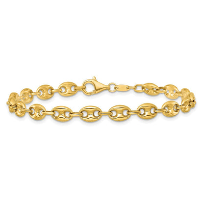 14K Gelbgold Poliert 5.6mm Gewölbt Anker/mariner Glieder Gliederarmband