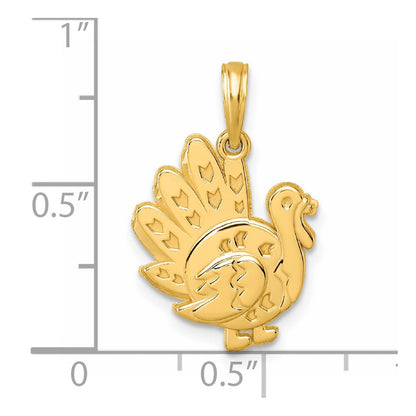 14K Gelbgold Polierter Truthahn-Anhänger