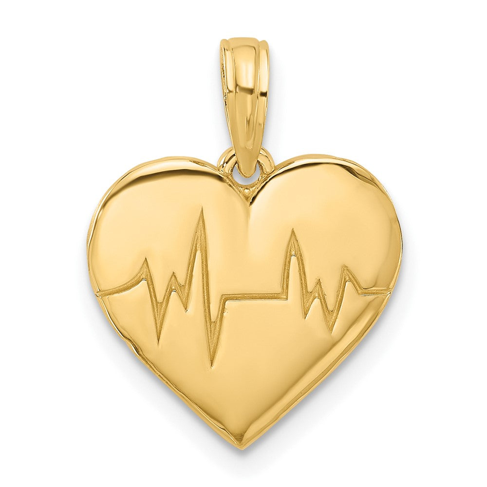 14K Gelbgold Charm „Fancy EKG Herzschlag“, poliert