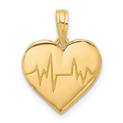 14K Gelbgold Charm „Fancy EKG Herzschlag“, poliert