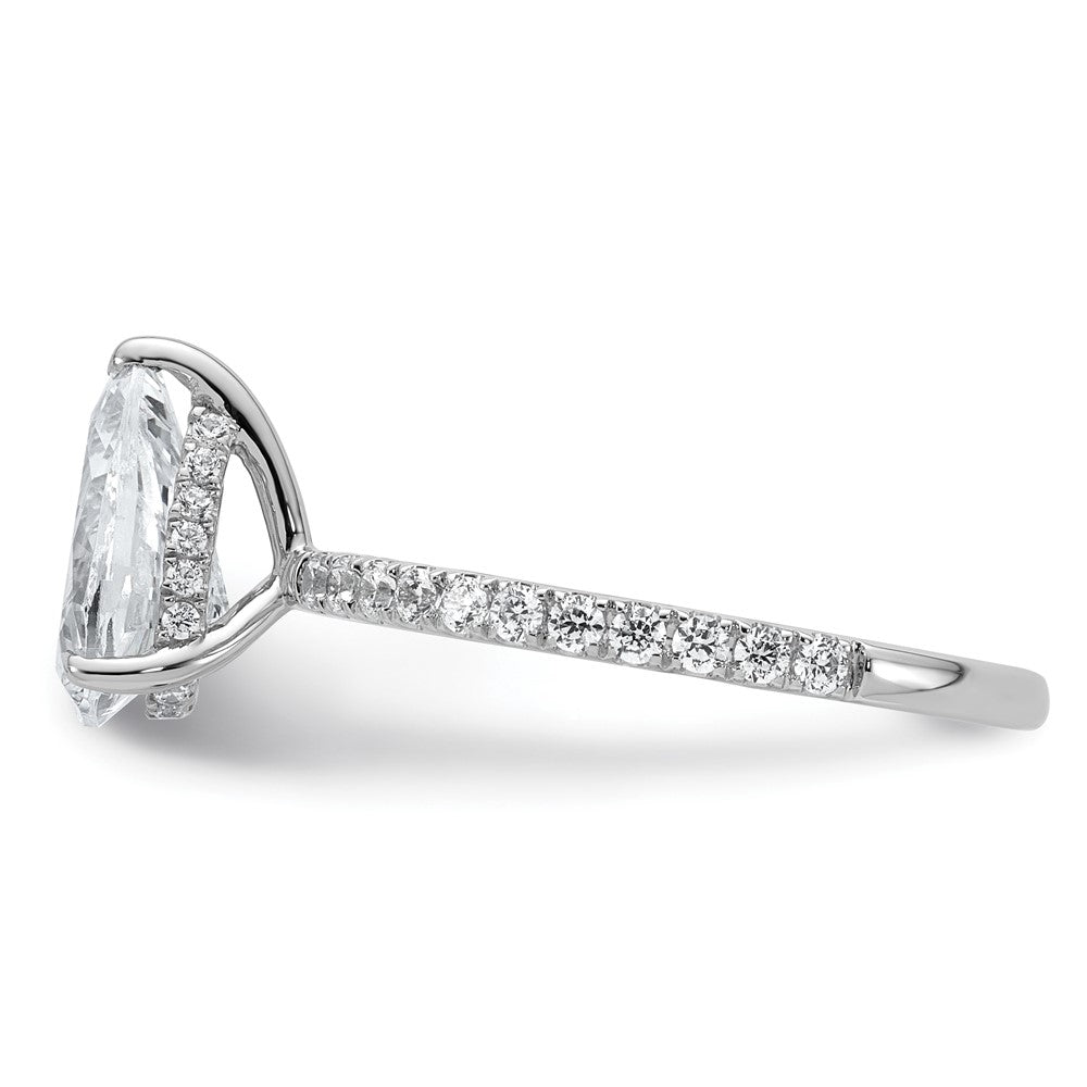 14K Weißgold Verlobungsring mit 2K zertifiziertem, im Labor gezüchtetem Diamant VS/SI+ G+ im Birnenschliff, kompletter Solitär mit Flair