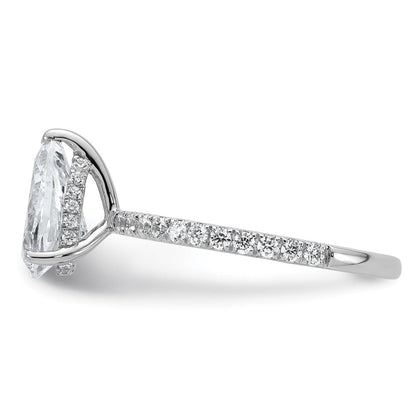 14K Weißgold Verlobungsring mit 2K zertifiziertem, im Labor gezüchtetem Diamant VS/SI+ G+ im Birnenschliff, kompletter Solitär mit Flair