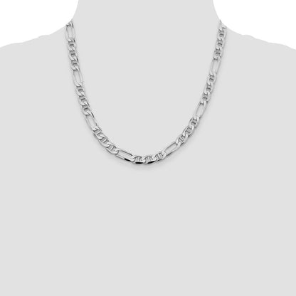Sterlingsilber Rhodiniert 7.5mm Figaro Anker Halskette