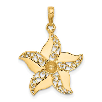 14K Gelbgold und Rhodium Filigran-Blumenanhänger
