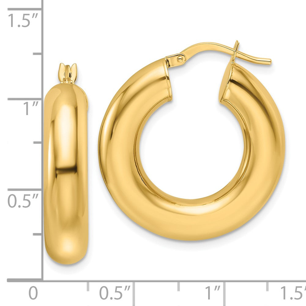 14K Gelbgold 6x26mm Poliert Rund Röhre Creolen