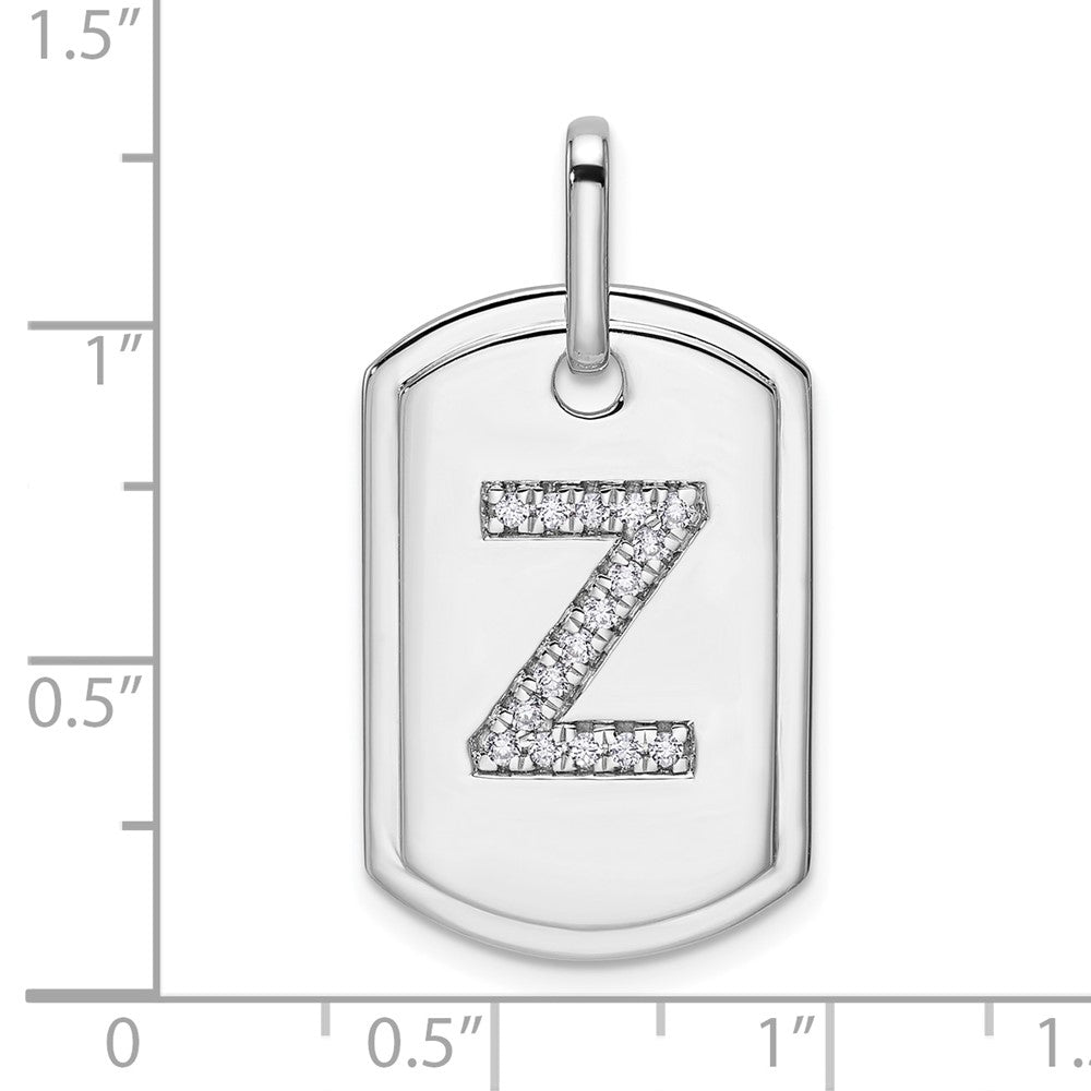 14K Weißgold Diamant-Initial-Z-Erkennungsmarken-Charm