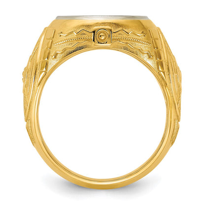 14K Bicolor Gold Gravierbar Rund Siegel Ring