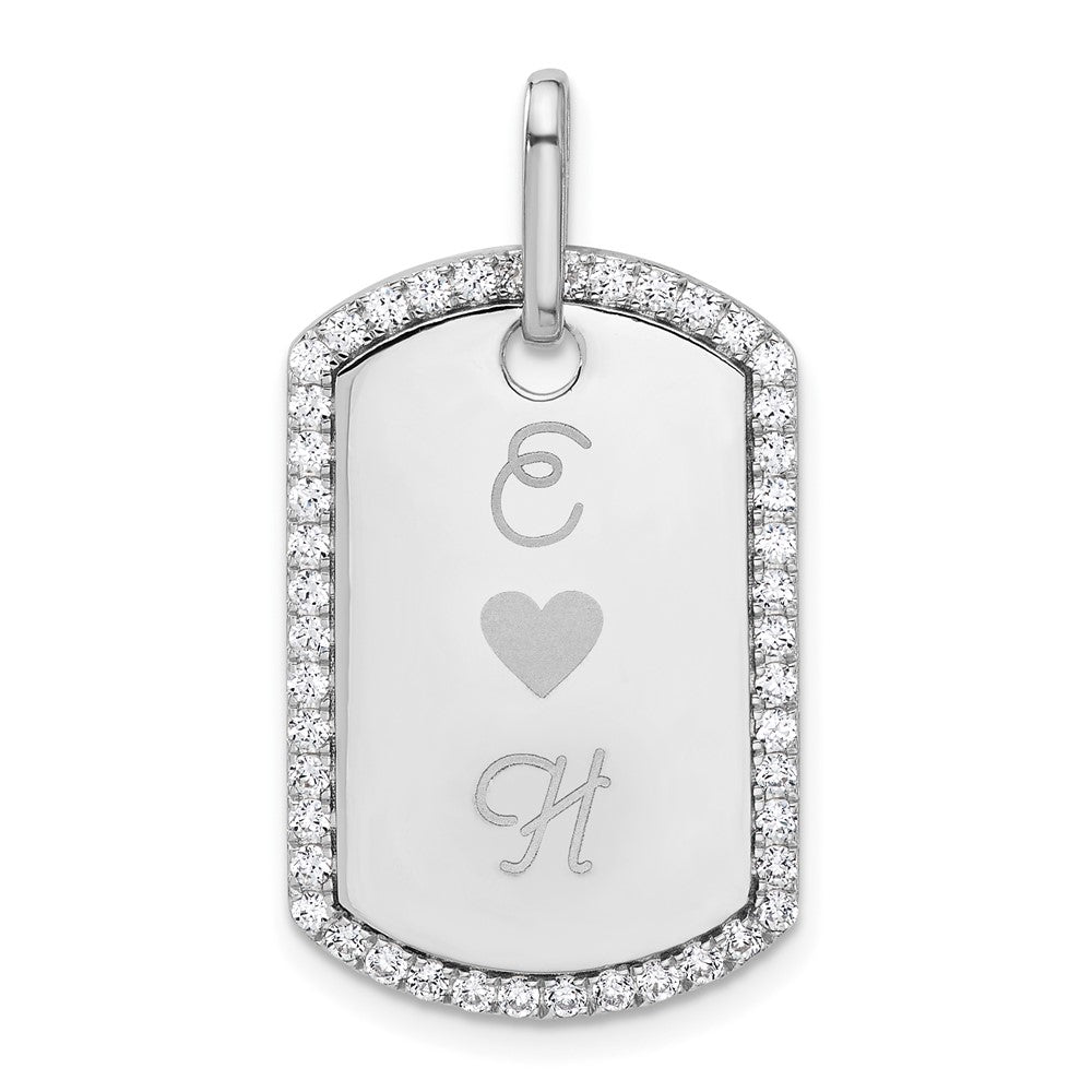 14K Weißgold Personalisierter Diamant-Hundemarken-Charm