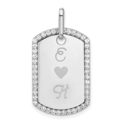 14K Weißgold Personalisierter Diamant-Hundemarken-Charm