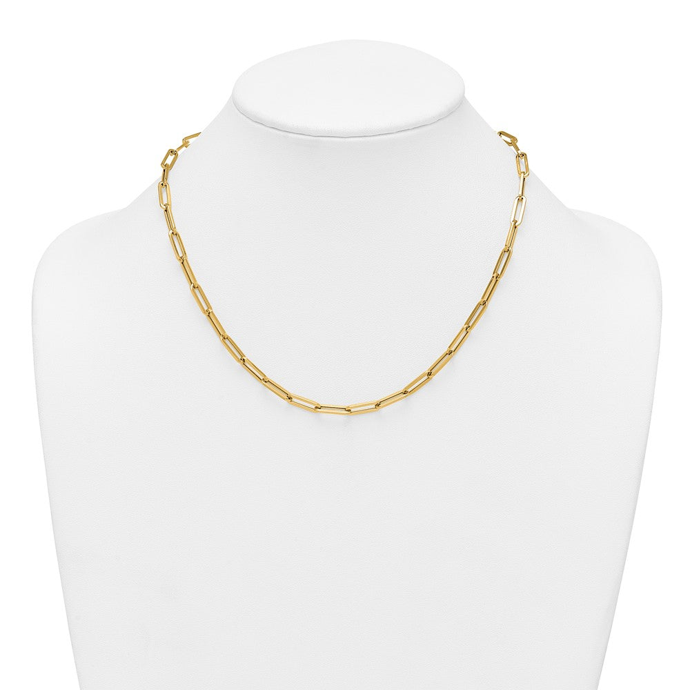 14K Gelbgold Poliert 4.3mm Büroklammer Glieder 18 Zoll Halskette