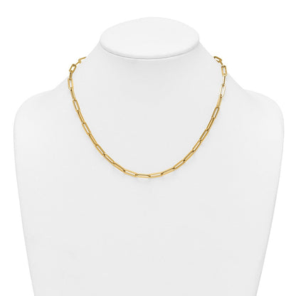 14K Gelbgold Poliert 4.3mm Büroklammer Glieder 18 Zoll Halskette