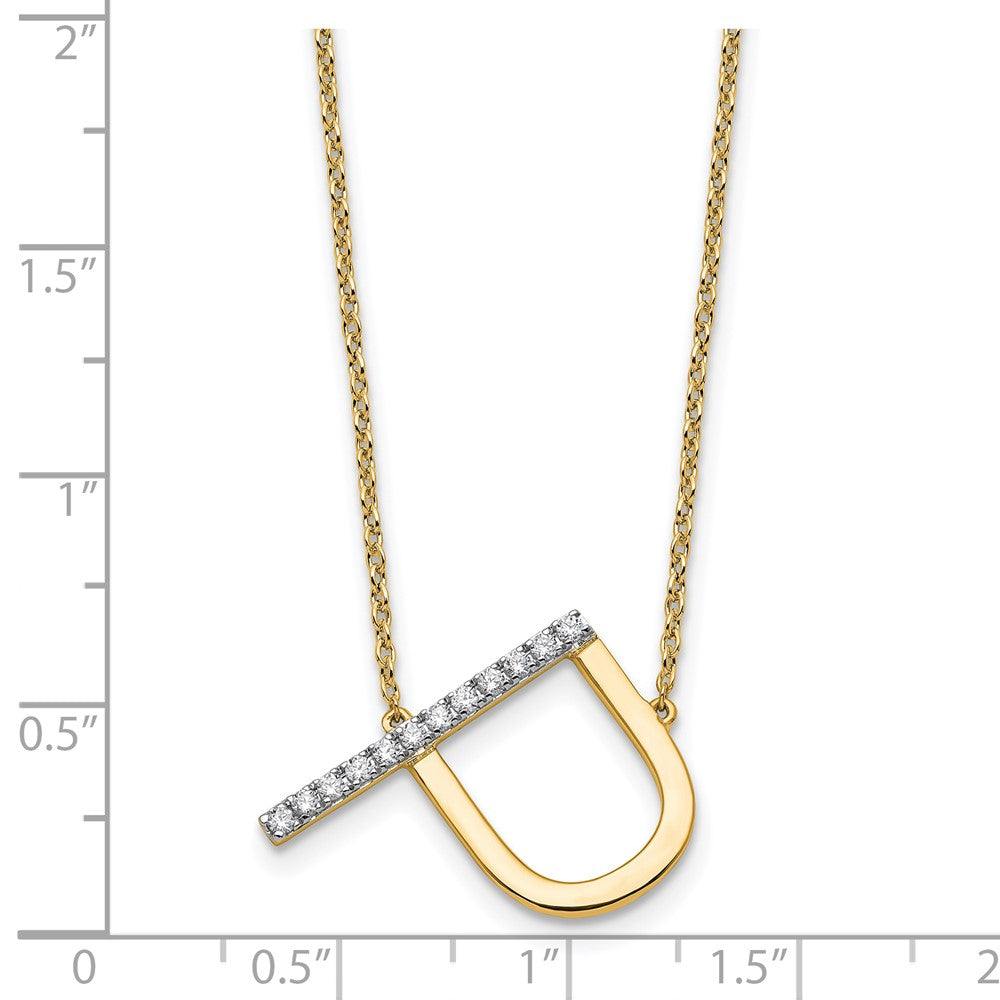 14K Gelbgold Seitlich Diamant Initiale P 18 Zoll Halskette