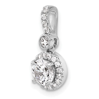 14K Weißgold Anhänger mit 1 Karat zertifiziertem, im Labor gezüchtetem Diamant VS/SI+ G+, rund, mit komplettem Halo