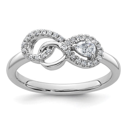 14K Weißgold Ring mit poliertem Diamant-Infinity-Symbol
