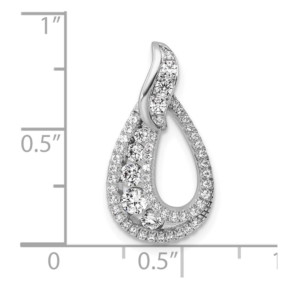 14K Weißgold Poliert 5/8 Karat Diamant Tropfen Kette Anhänger
