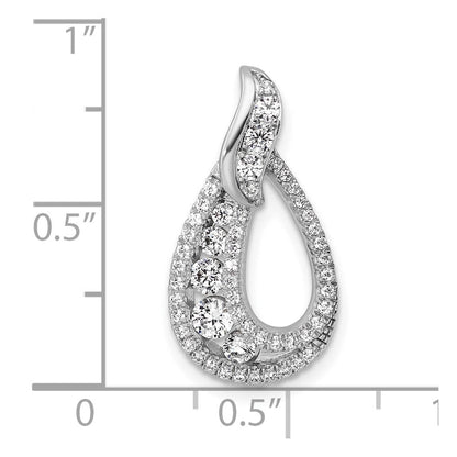 14K Weißgold Poliert 5/8 Karat Diamant Tropfen Kette Anhänger