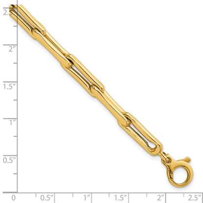 14K Gelbgold Poliert 5.7mm Fantasie Lang Glieder Gliederarmband