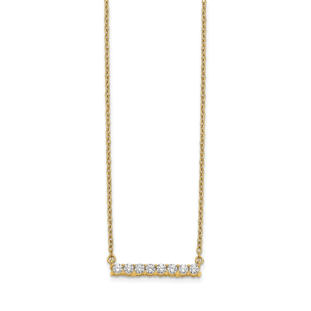 14K Gelbgold Poliert 1/3 Karat Diamant Stab 18 Zoll Halskette