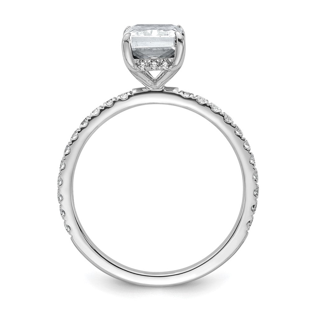 14K Weißgold 2K Zertifizierter Laborgezüchteter Diamant VS/SI+ G+ Radiant Solitär Verlobungsring mit Flair