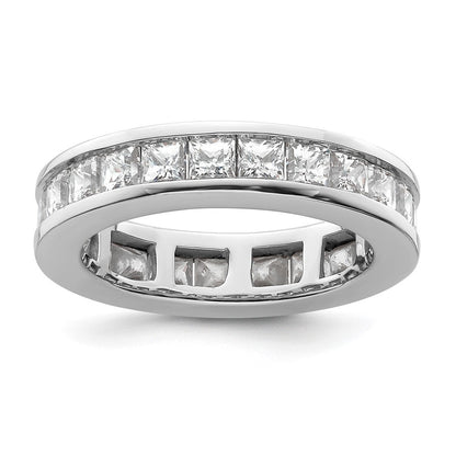 14K Weißgold Poliert Größe 6.5 Kanalfassung-set 3 Karat Princess Diamant Komplett Memoire Ehering Ring