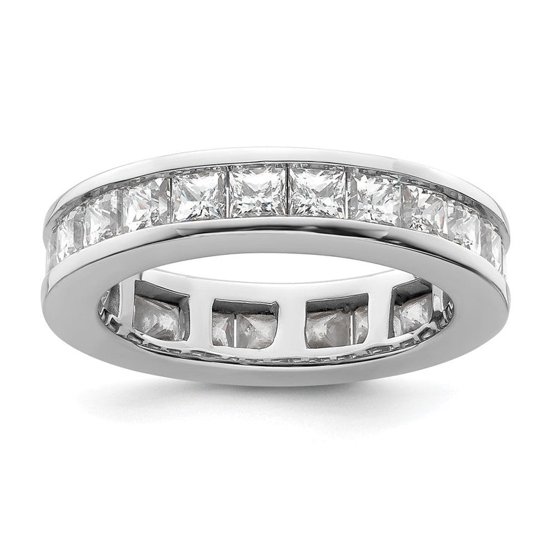 14K Weißgold Poliert Größe 6.5 Kanalfassung-set 3 Karat Princess Diamant Komplett Memoire Ehering Ring