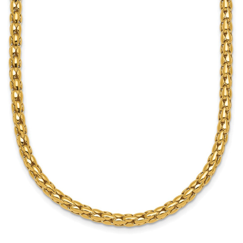 14K Gelbgold Poliert 3.5mm Fantasieglieder 18 Zoll Halskette