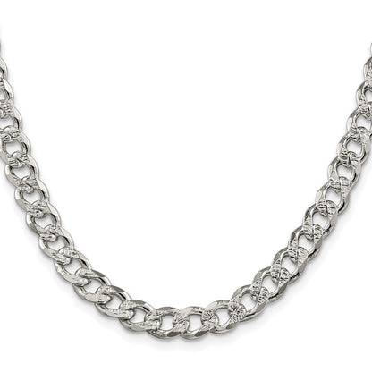 Sterlingsilber Rhodiniert 7.5mm Pavé‚ Panzer 26 Zoll Kette