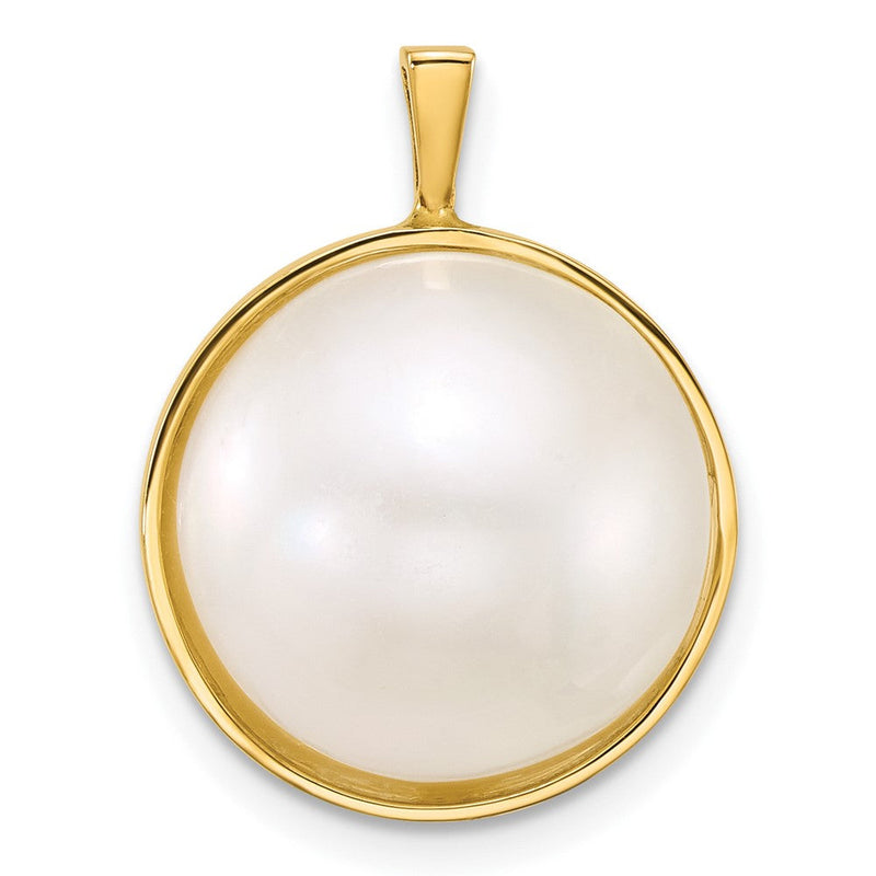 14K Gelbgold 14-15mm Rund Salzwasser Zucht Mabe Perle Anhänger