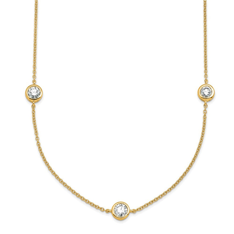 14K Gelbgold 1 3/4 Karat Im Labor Gezüchtet Diamant Vs/si+ G+ Komplett 18 Zoll Seven Station Halskette