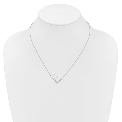 14K Weißgold Seitlich Diamant Initiale E 18 Zoll Halskette