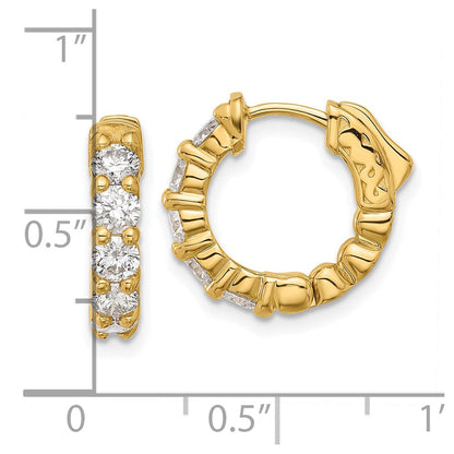 14K Gelbgold 1.7 Karat Diamant Rund Creole mit Sicherheits Verschluss Ohrringe