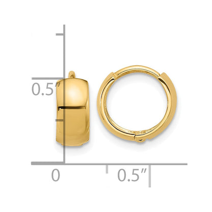 14K Gelbgold Poliert 5mm Klappbar Huggie Creolen