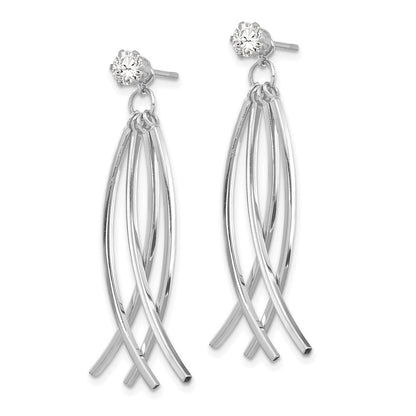 14K Weißgold Gebogen Hängend Jacken mit 4mm Zirkonia Ohrstecker
