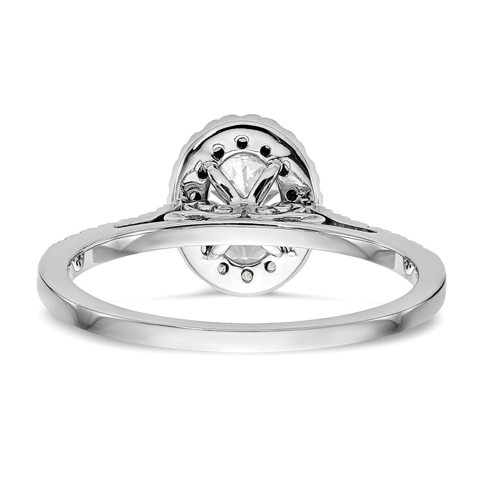 14K Weißgold Heiligenschein (holds 1 Karat (7x5mm) Oval Mittig) 1/4 Karat Diamant Halbfassung Verlobungsring