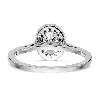 14K Weißgold Heiligenschein (holds 1 Karat (7x5mm) Oval Mittig) 1/4 Karat Diamant Halbfassung Verlobungsring