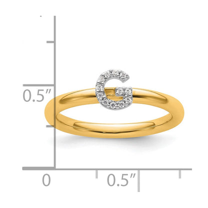 14K Gelbgold Stapelbar Diamant Initiale G Größe 7 Ring