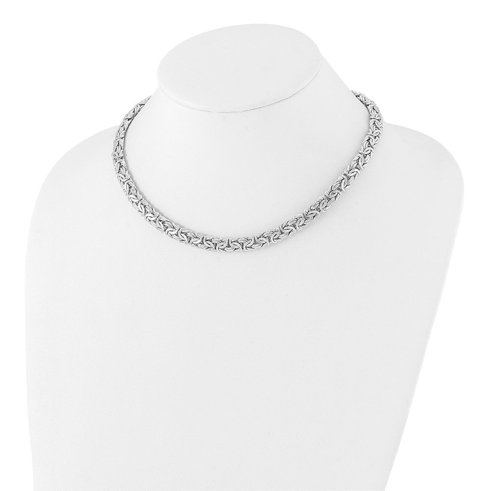 Sterlingsilber Rhodiniert 8.25mm Byzantiner Glieder 17 Zoll Halskette
